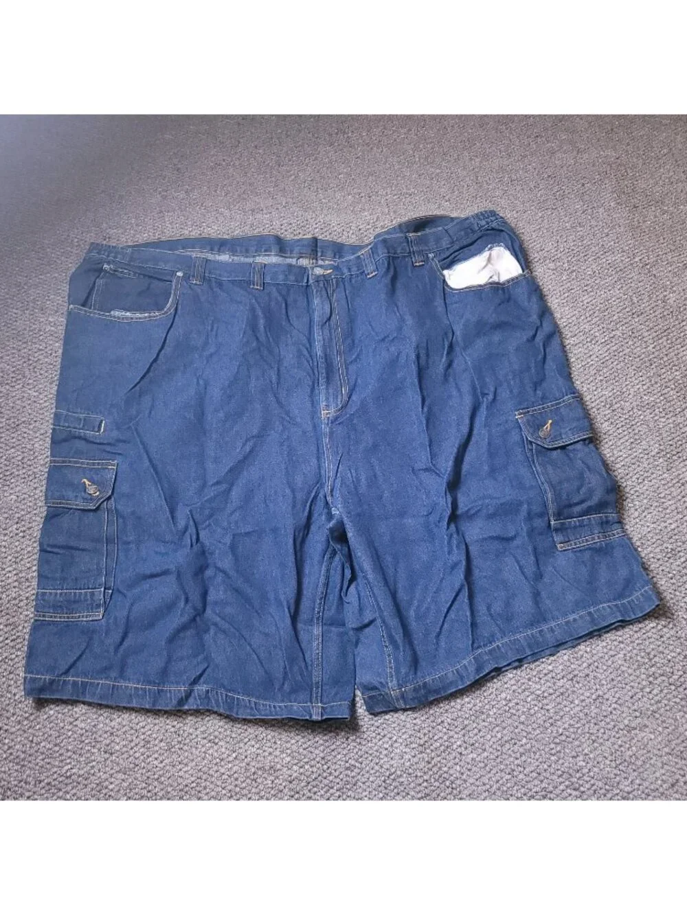 Liberty Blues Cargo Jean Shorts Mens 58 Big Tall Blue Denim Elastic y2K Jorts